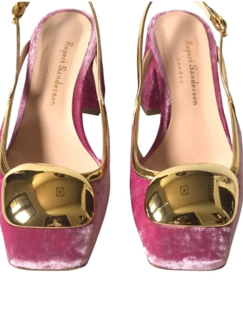 Rupert Sanderson Cavalla Slingback Pumps Heels Womens 36 6 Pink Velvet Gold $820